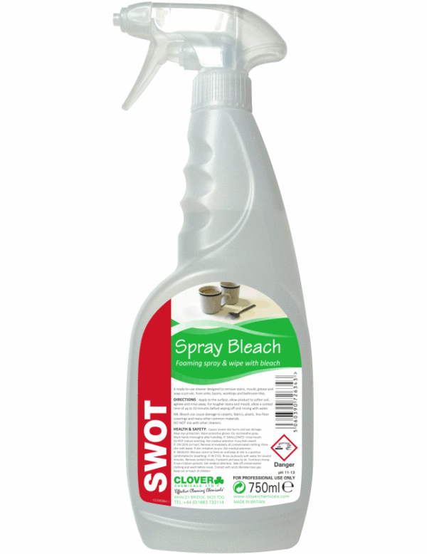 Swot Spray & Wipe w/ Bleach 750ml