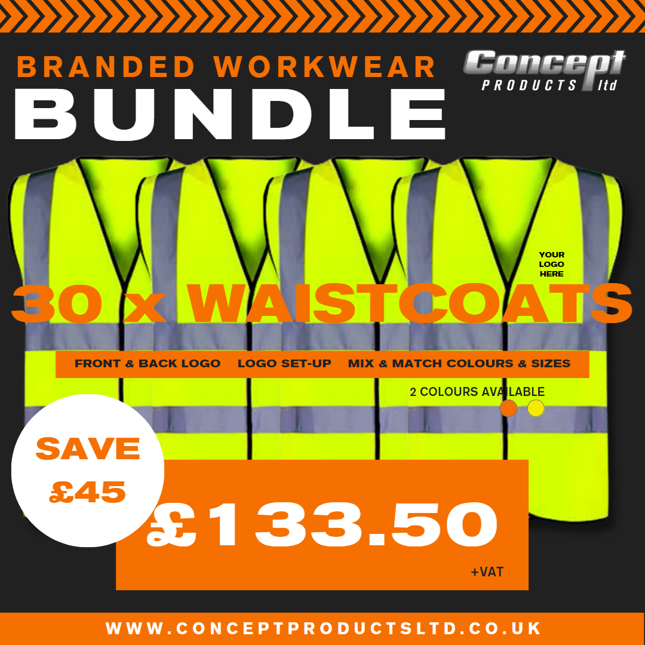 Hi-Viz Class 2 Standard Waistcoat x 30